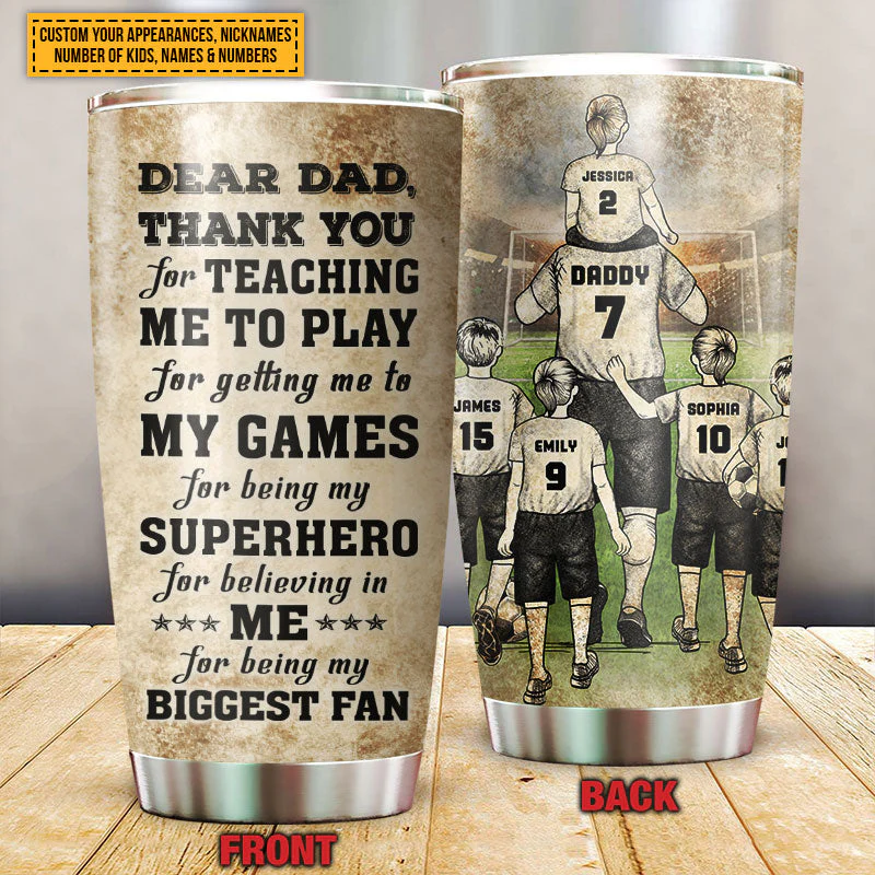 Personalized Soccer Dad And Child Thank You Custom Kids Custom Tumbler - Image 3