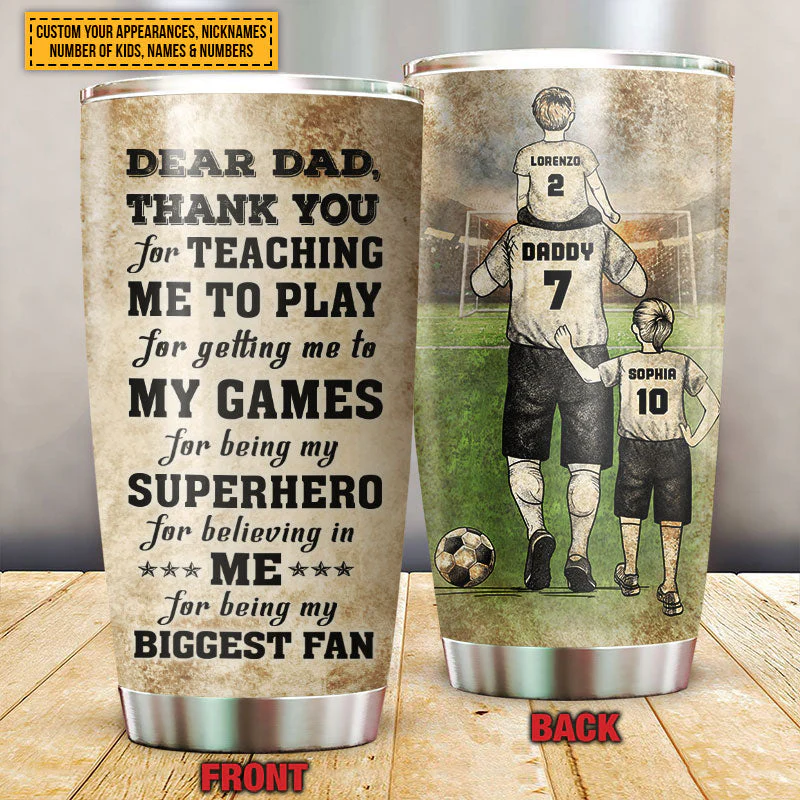 Personalized Soccer Dad And Child Thank You Custom Kids Custom Tumbler - Image 5