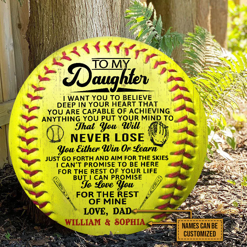 Personalized Softball Parent And Daughter You Will Never Lose Customized Wood Circle Sign - Image 4