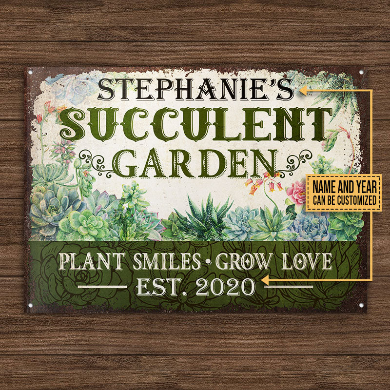 Personalized Succulent Garden Grow Love Customized Classic Metal Signs - Image 4
