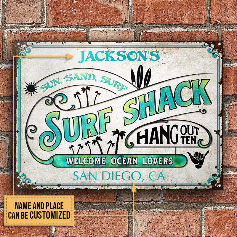 Personalized Surfing Surf Shack Hang Out Customized Classic Metal Signs - Image 2