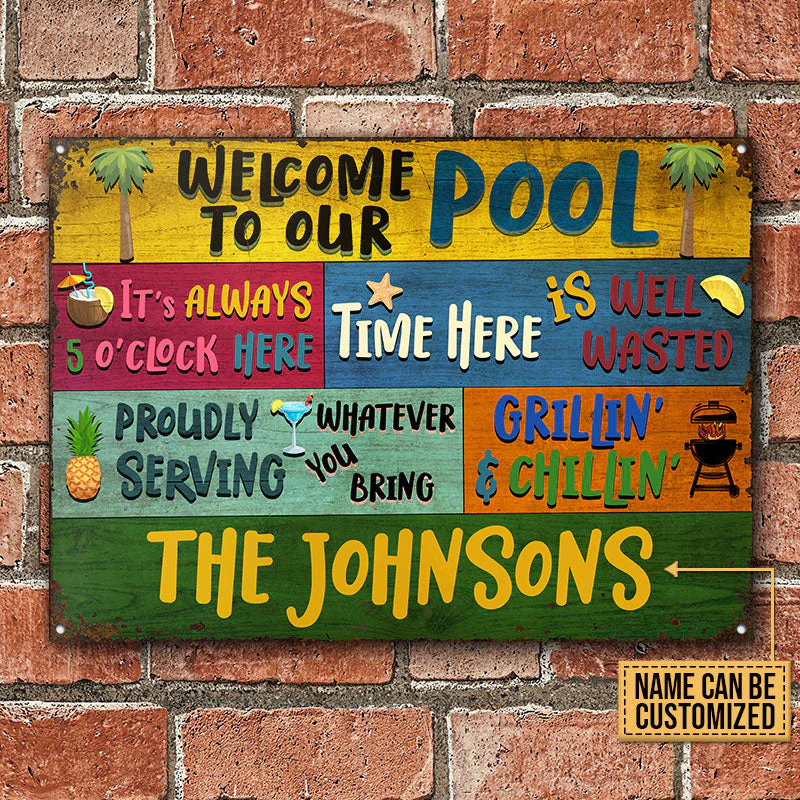 Personalized Swimming Pool Welcome To Our Custom Classic Metal Signs - Image 2