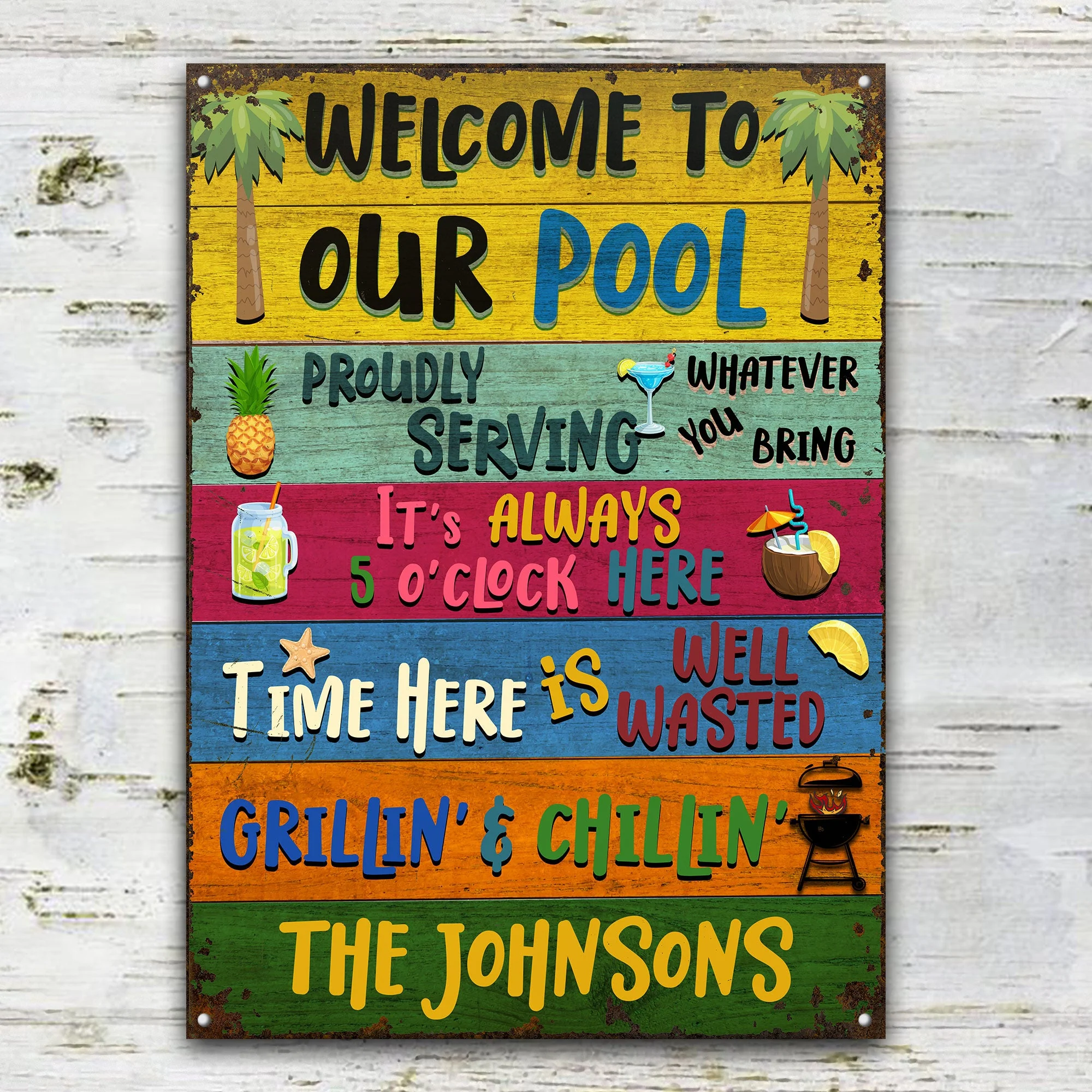 Personalized Swimming Welcome To Our Pool Customized Classic Metal Signs - Image 2