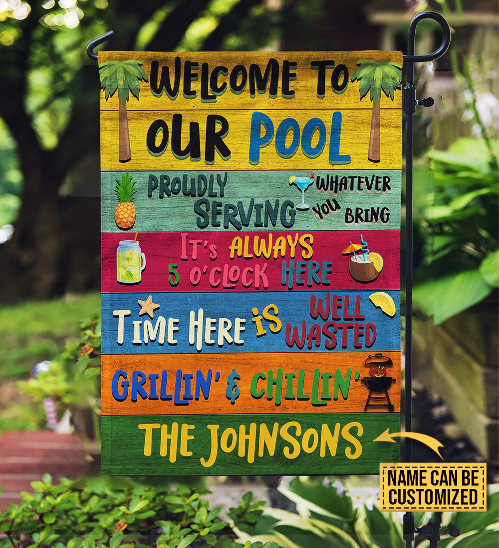 Personalized Swimming Welcome To Our Pool Customized Flag - Image 3