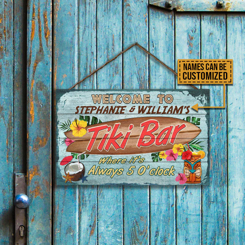 Personalized Tiki Bar Customized Wood Rectangle Sign - Image 3