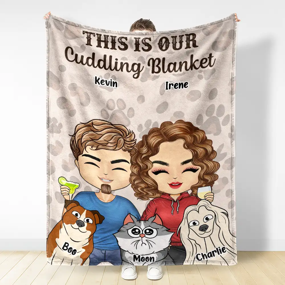 Pet Couple Our Cuddling Blanket - Personalized Fleece Blanket, Sherpa Blanket - Image 3
