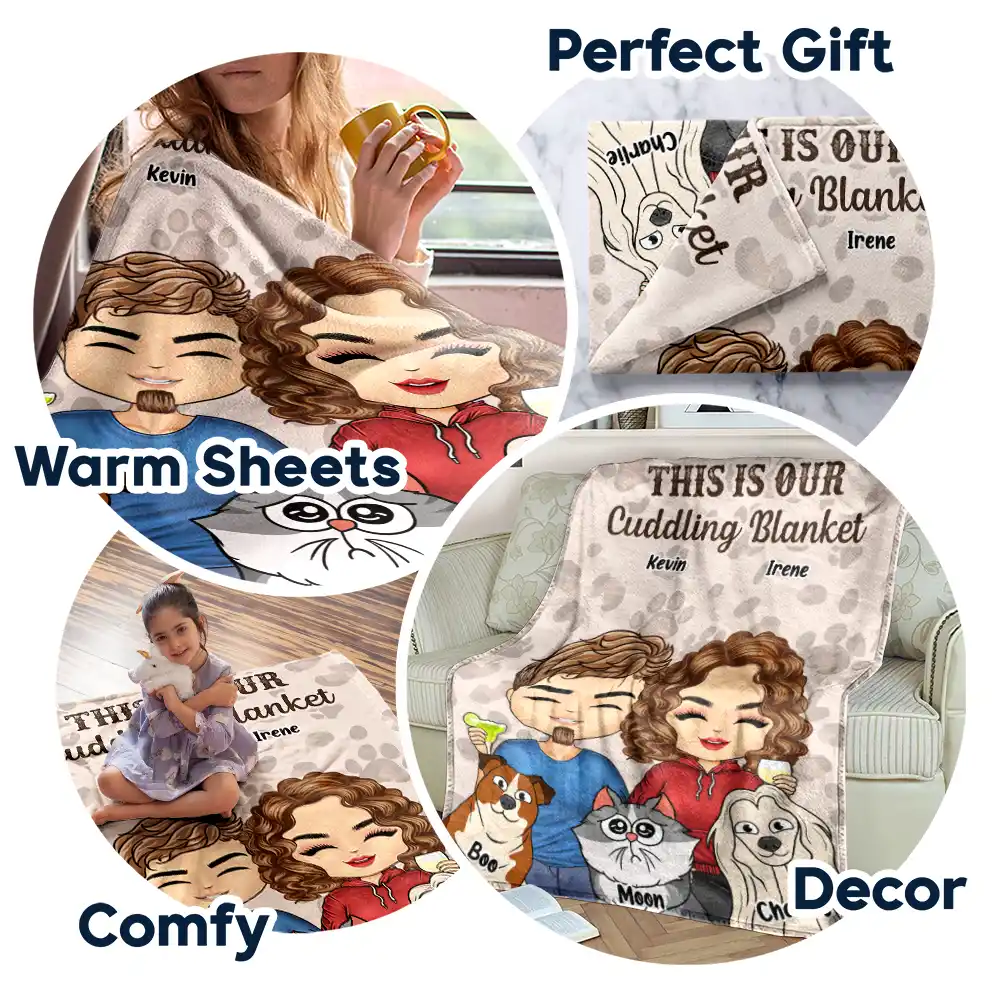 Pet Couple Our Cuddling Blanket - Personalized Fleece Blanket, Sherpa Blanket - Image 7