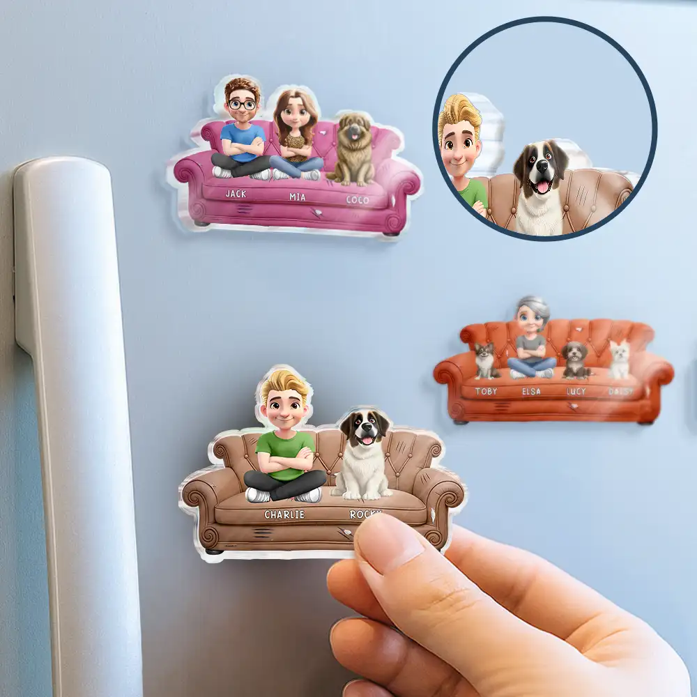 Pet Couple Pet Mom And Dad - Personalized Acrylic Fridge Magnet - Image 2