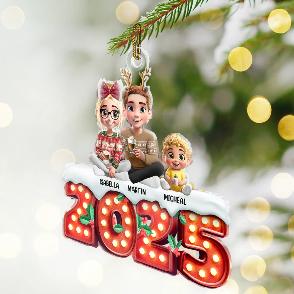 Pet Couple Sitting Marquee Effect - Personalized Custom Shaped Acrylic Ornament - Image 2
