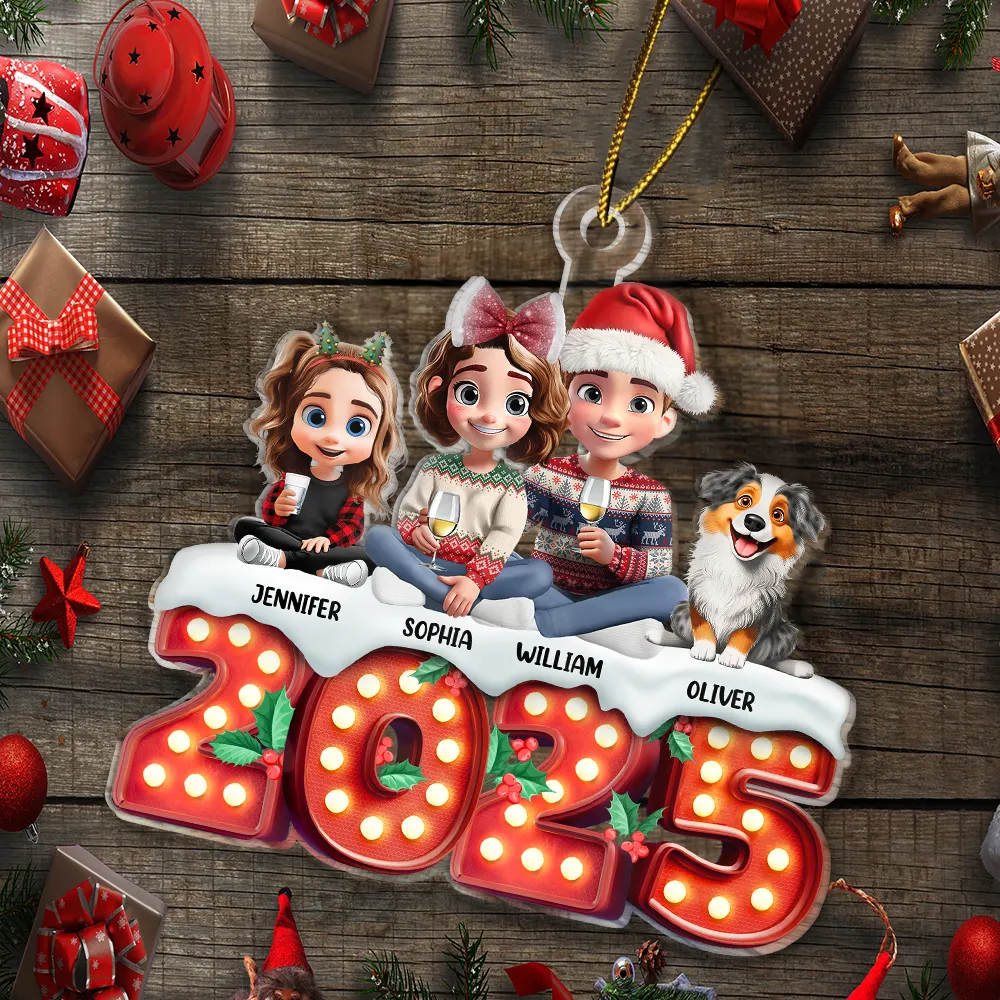 Pet Couple Sitting Marquee Effect - Personalized Custom Shaped Acrylic Ornament - Image 5