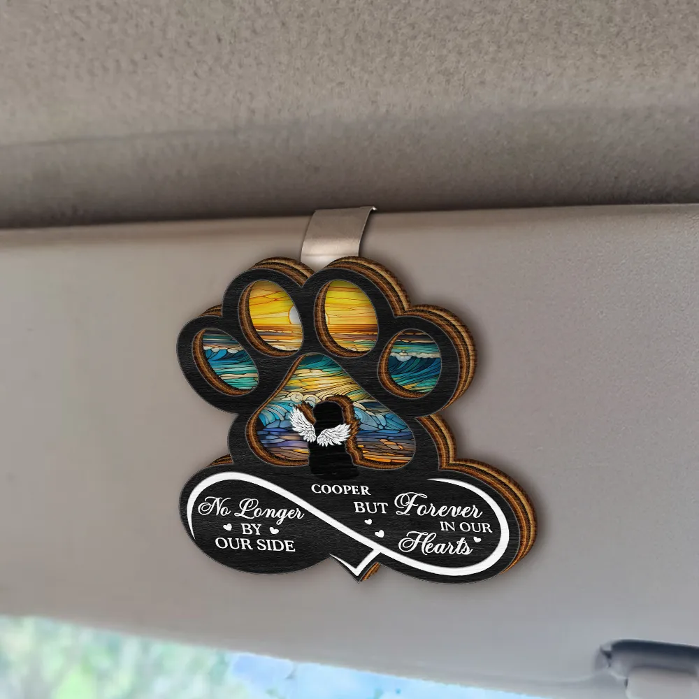 Pet Forever In My Heart Always Loved - Personalized Custom Shaped Car Visor Clip - Image 2