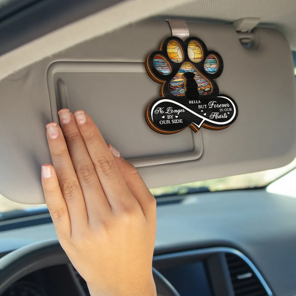 Pet Forever In My Heart Always Loved - Personalized Custom Shaped Car Visor Clip - Image 4