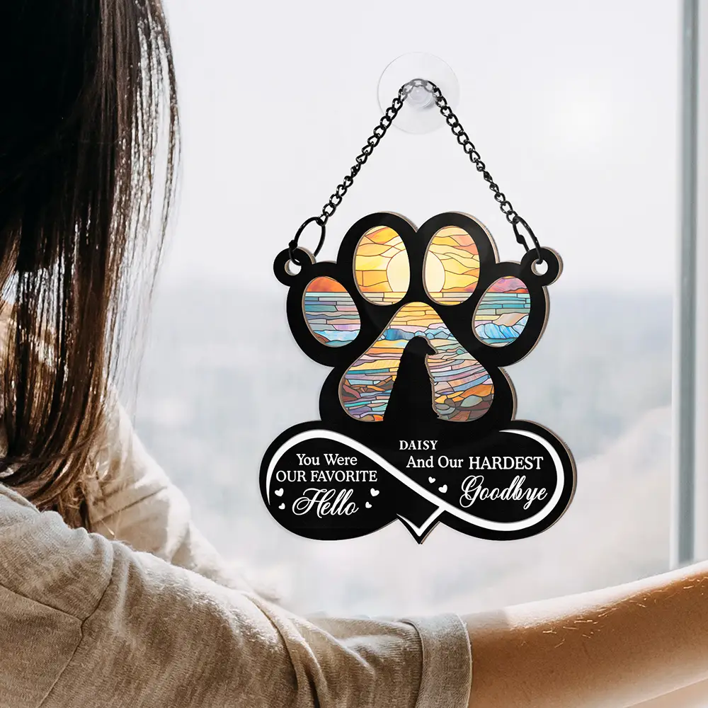 Pet Forever In My Heart Always Loved - Personalized Window Hanging Suncatcher Ornament - Image 4