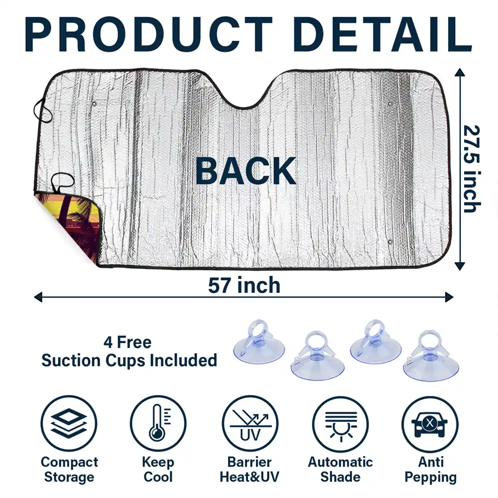 Pet Happy Journey In Sunset - Personalized Auto Sunshade - Image 4