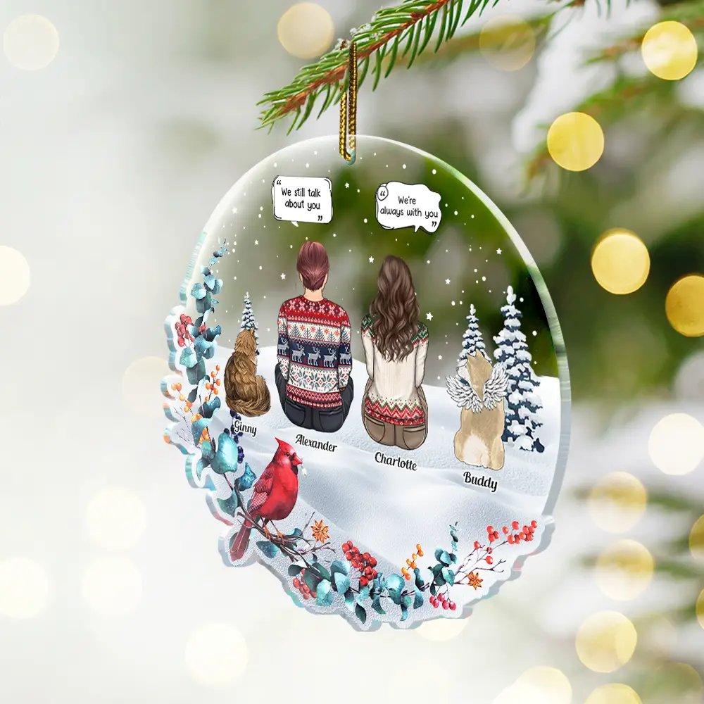 Pet Loss I Miss You Dog Memorial - Personalized Custom Shaped Acrylic Ornament - Image 2