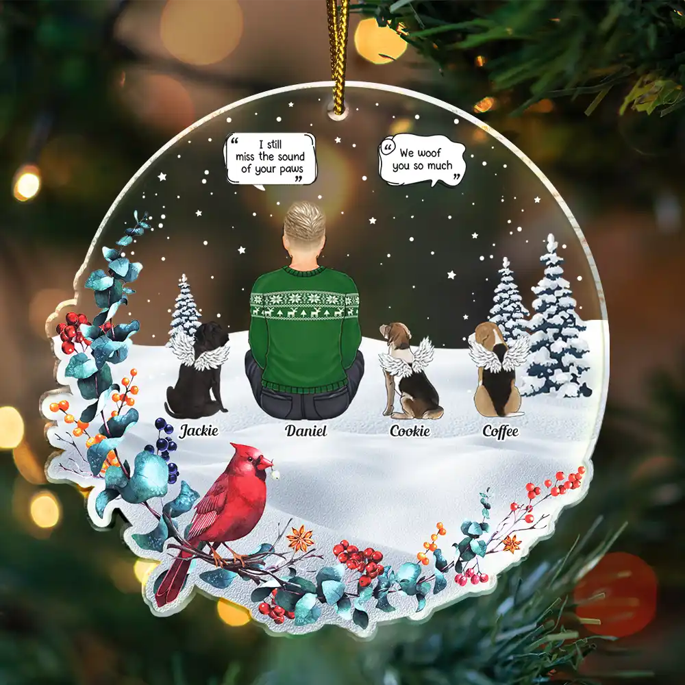 Pet Loss I Miss You Dog Memorial - Personalized Custom Shaped Acrylic Ornament - Image 3