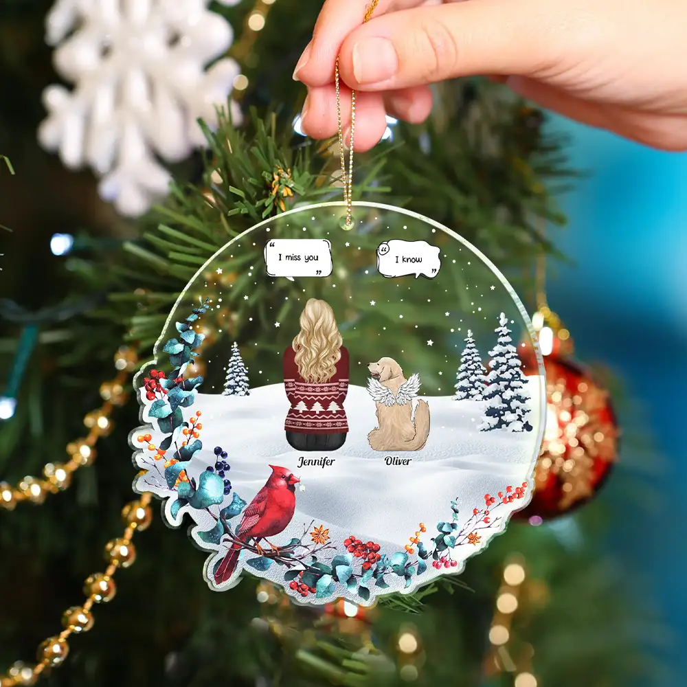 Pet Loss I Miss You Dog Memorial - Personalized Custom Shaped Acrylic Ornament - Image 4