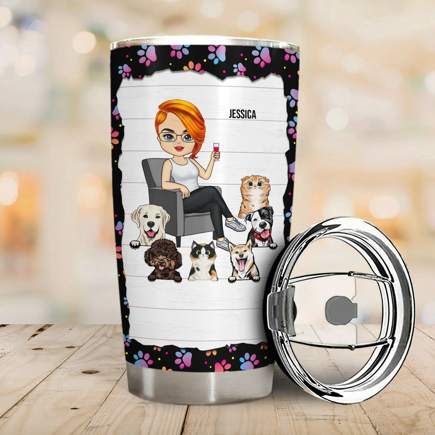 Pet Lover My Life Is Ruled By Dogs And Cats - Gift For Dog & Cat Lovers - Personalized Custom Tumbler - Image 2