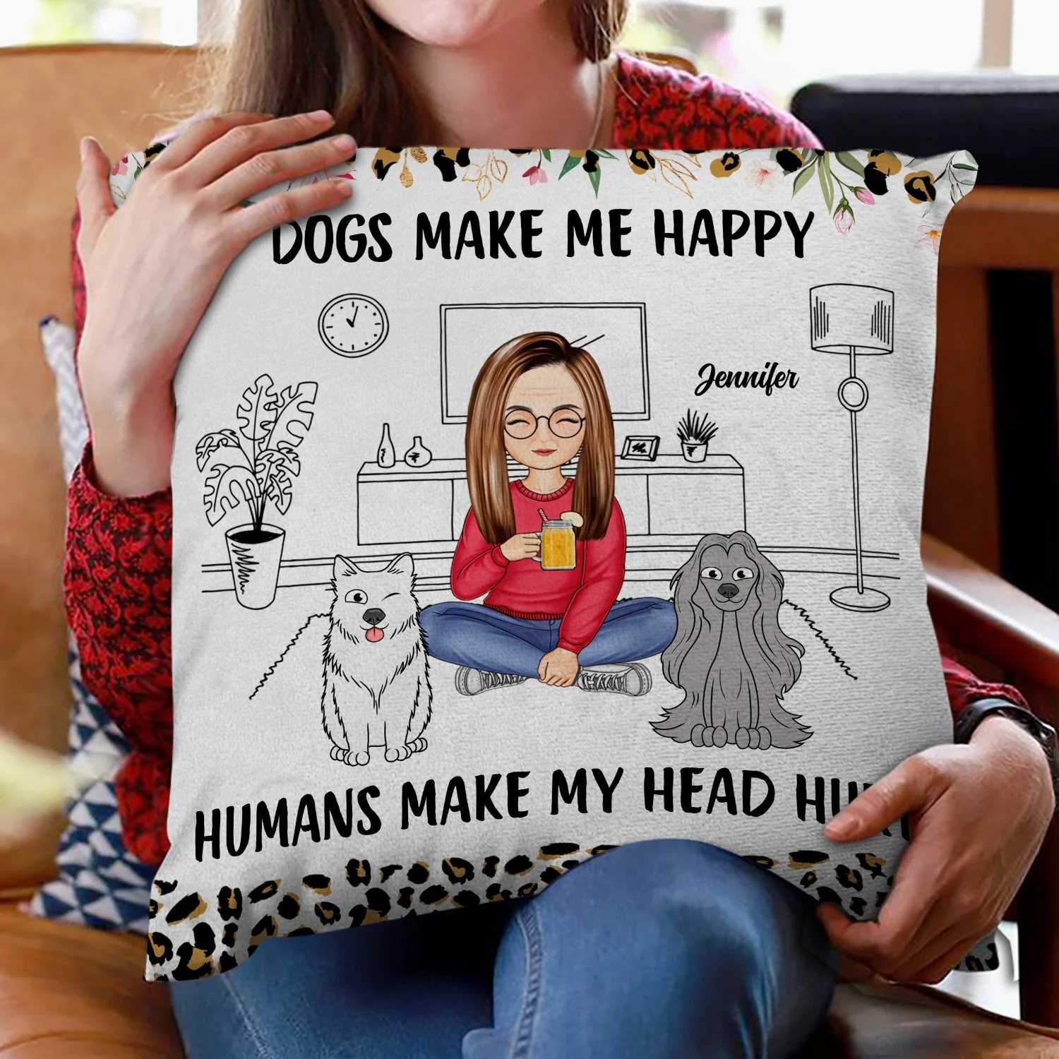 Pet Lovers Dogs Make Me Happy - Gift For Pet Lovers - Personalized Pillow - Image 2