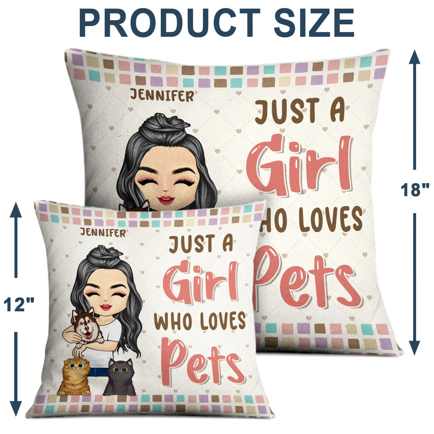 Pet Lovers Just A Girl Who Loves Pets - Gift For Pet Lovers - Personalized Custom Pillow - Image 4