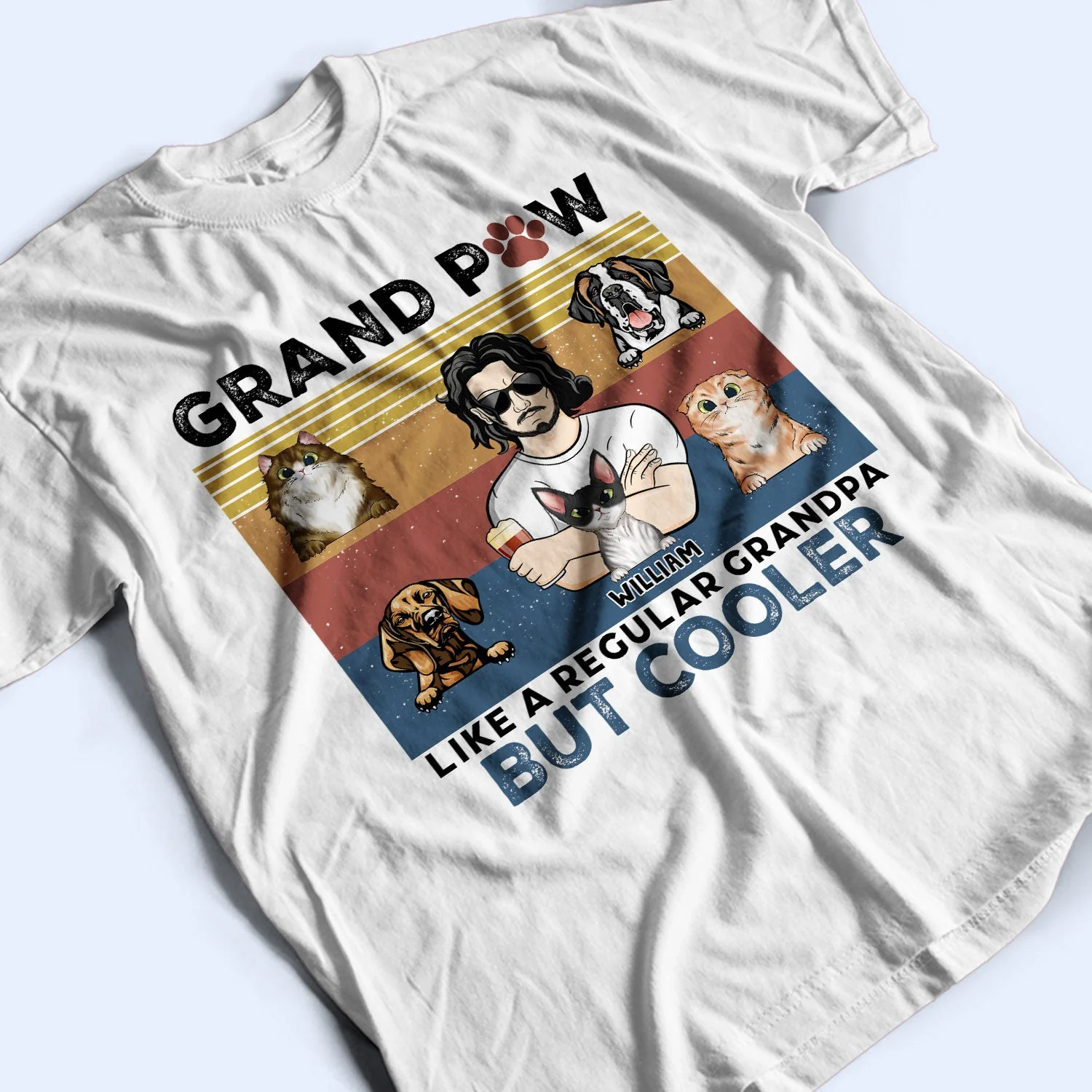 Pet Lovers Like A Regular Grandma Grandpa But Cooler - Gift For Dog Lovers & Cat Lovers - Personalized Custom T Shirt - Image 3