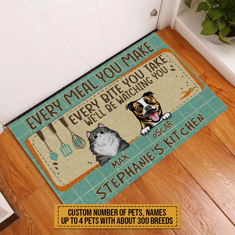 Pet Lovers We'll Be Watching You Custom Doormat, Dog, Cat, Funny Kitchen Decor, Gift For Pet Lovers - Image 3