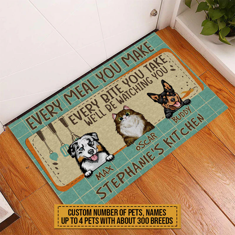 Pet Lovers We'll Be Watching You Custom Doormat, Dog, Cat, Funny Kitchen Decor, Gift For Pet Lovers - Image 4