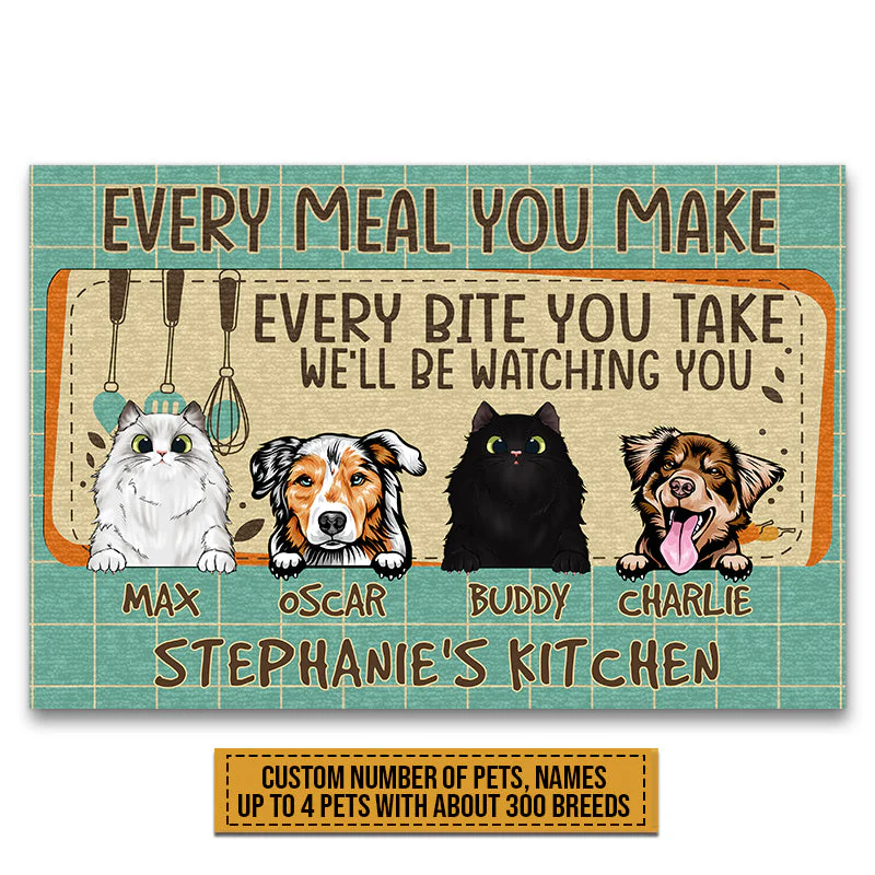 Pet Lovers We'll Be Watching You Custom Doormat, Dog, Cat, Funny Kitchen Decor, Gift For Pet Lovers - Image 6