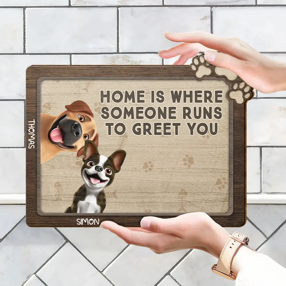 Pet Lovers Where Someone Runs To Greet You - Personalized Custom Shaped Wood Sign - Image 4