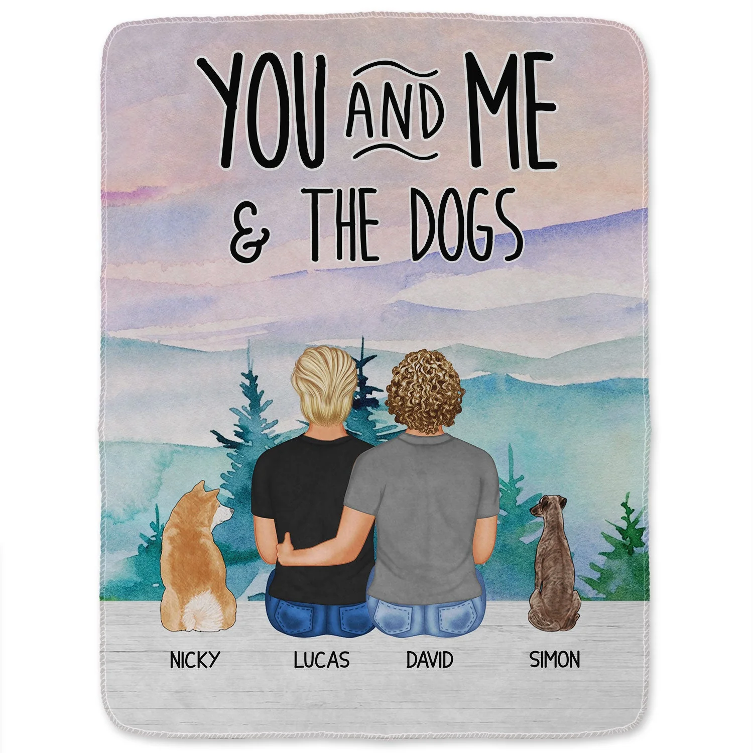 Pet Lovers You Me And The Fur Babies - Gift For Couples - Personalized Fleece Blanket - Image 2