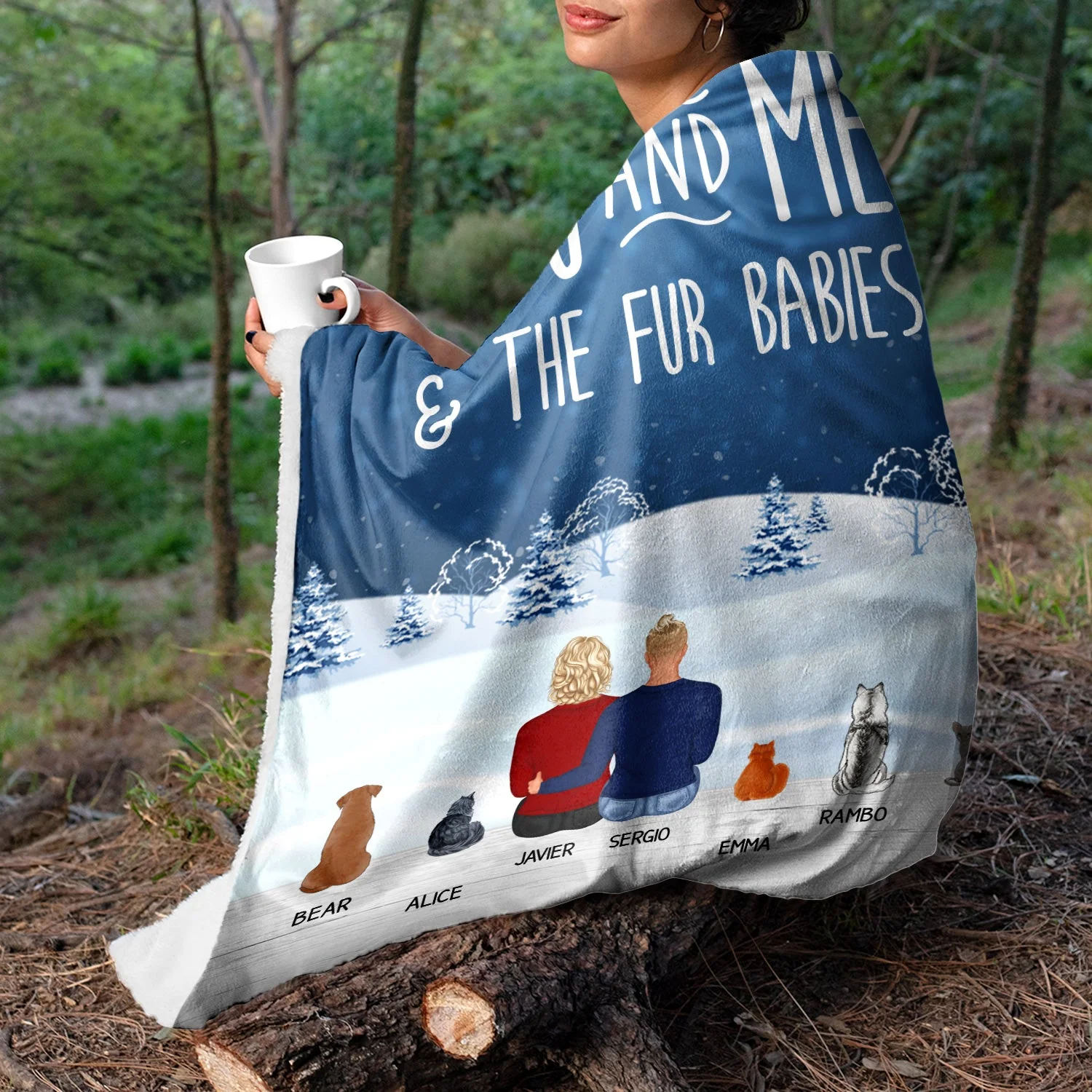 Pet Lovers You Me And The Fur Babies - Gift For Couples - Personalized Fleece Blanket - Image 5