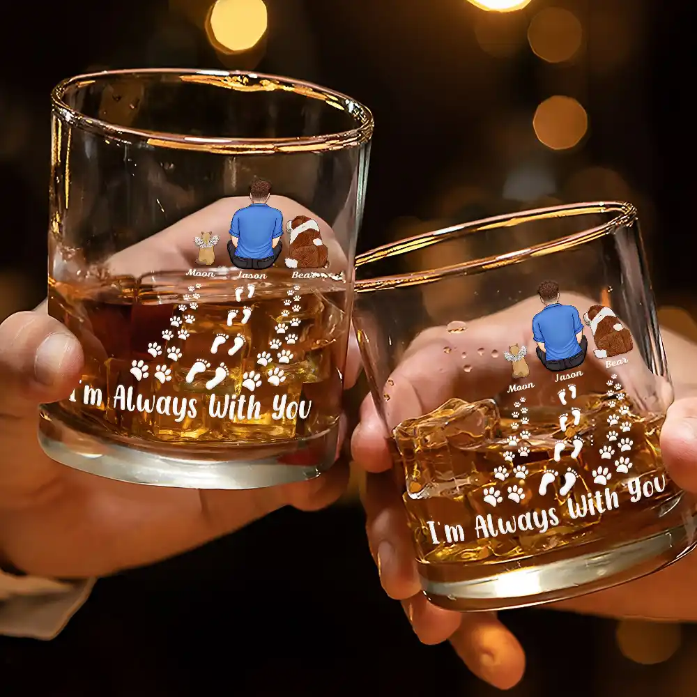 Pet Memorial I'm Always With You Never Walk Alone - Personalized Whiskey Glass - Image 3
