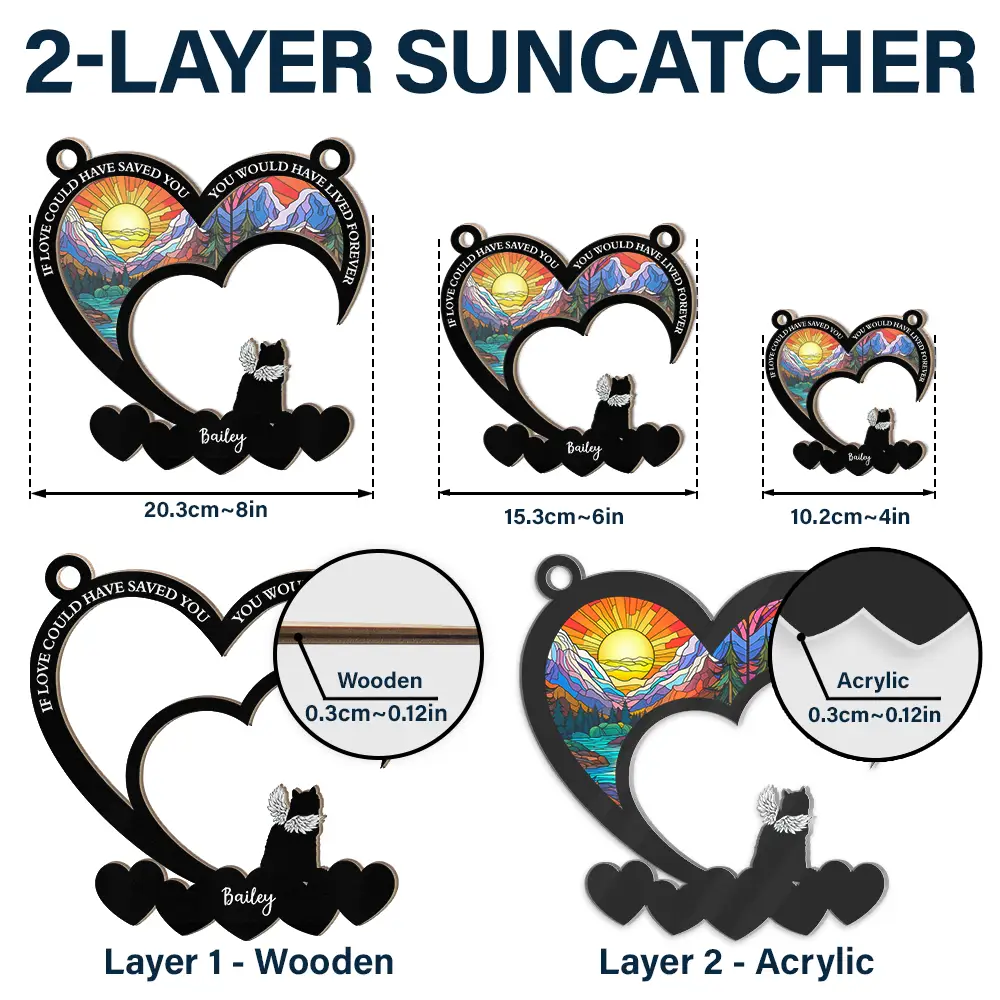 Pet Memorial My Hardest Goodbye Dog Cat - Personalized Window Hanging Suncatcher Ornament - Image 6