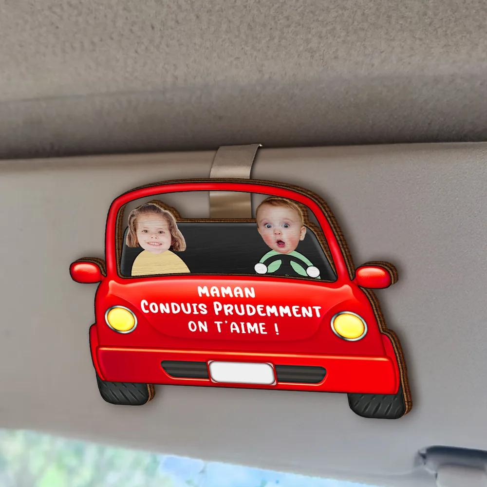 Photo Personnalisable Conduis Prudemment Avec Des Enfants - Clip De Pare-Soleil De Voiture À Forme Spéciale Personnalisé - Image 3