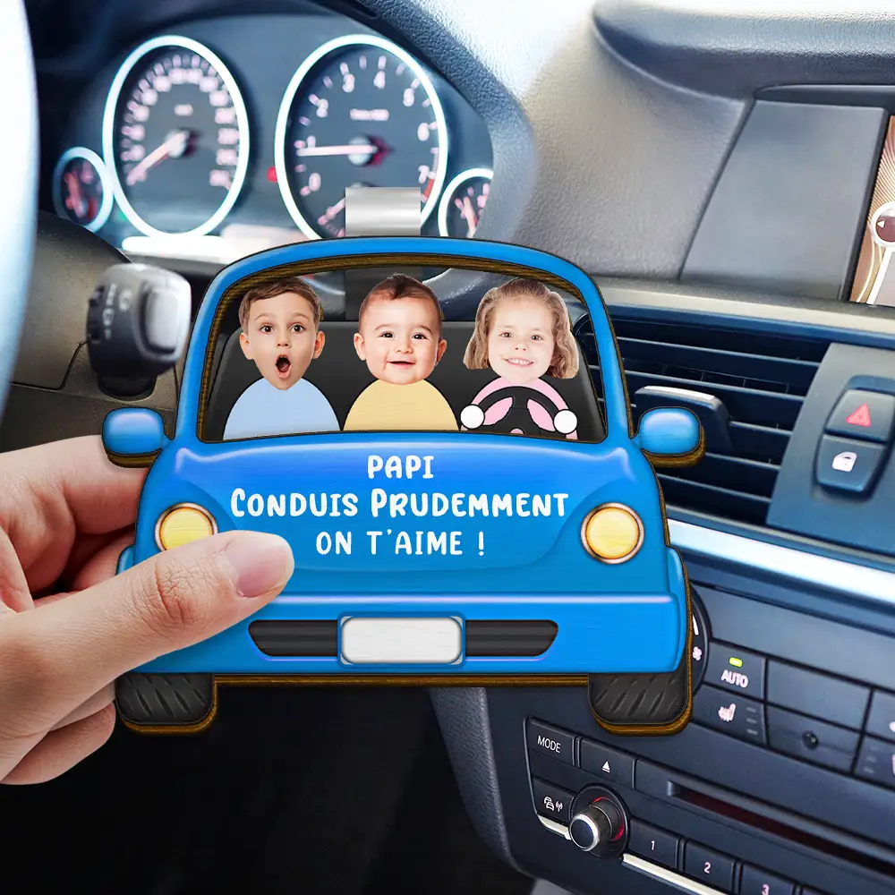 Photo Personnalisable Conduis Prudemment Avec Des Enfants - Clip De Pare-Soleil De Voiture À Forme Spéciale Personnalisé - Image 4