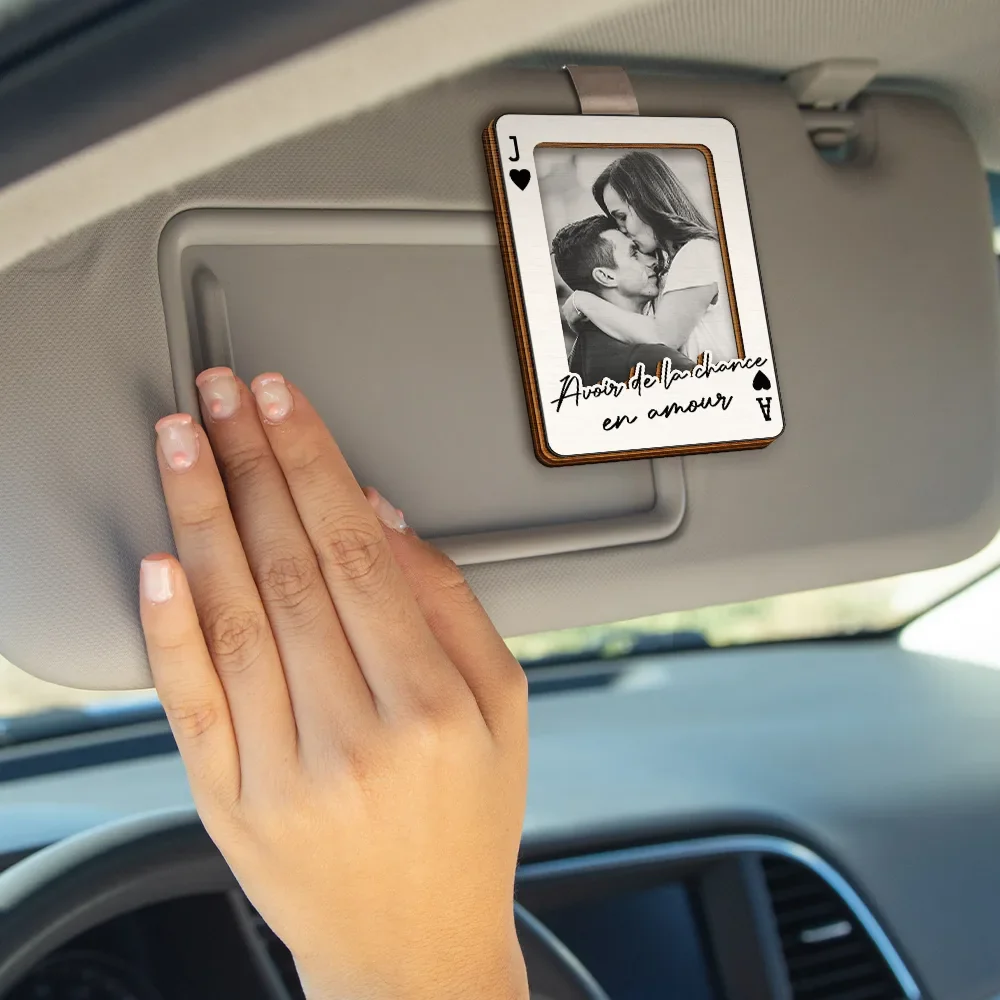 Photo Personnalisée Carte À Jouer Conduis Prudemment - Clip De Pare-Soleil De Voiture À Forme Spéciale Personnalisé - Image 4