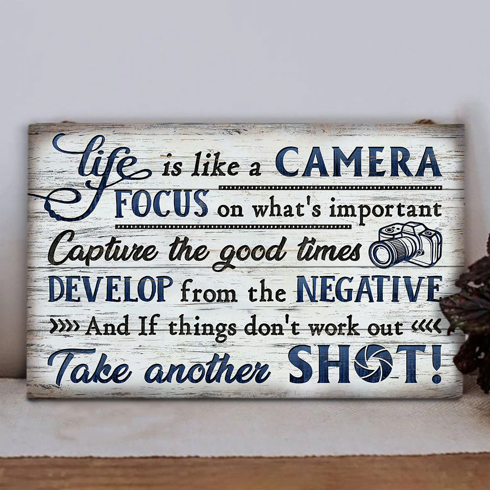 Photography Life Is Like A Camera Customized Wood Rectangle Sign - Image 2