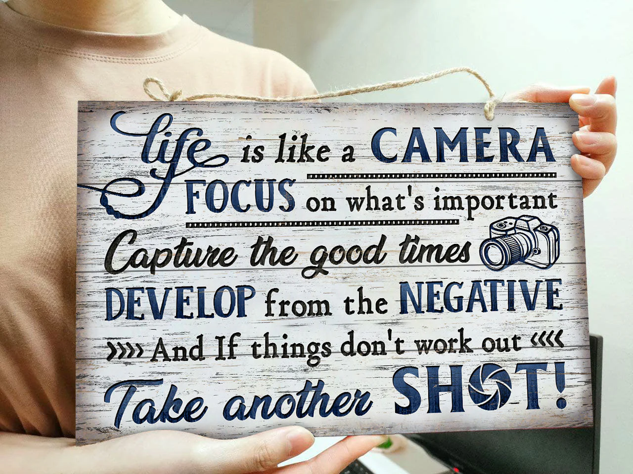 Photography Life Is Like A Camera Customized Wood Rectangle Sign - Image 3