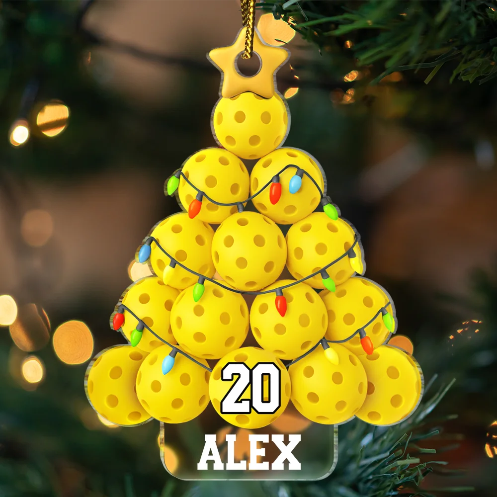Pickleball Christmas Tree - Personalized Custom Shaped Acrylic Ornament - Image 3
