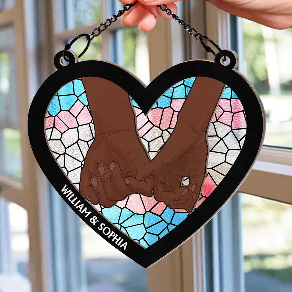 Pinky Promise Pride Couple - Personalized Window Hanging Suncatcher Ornament - Image 2
