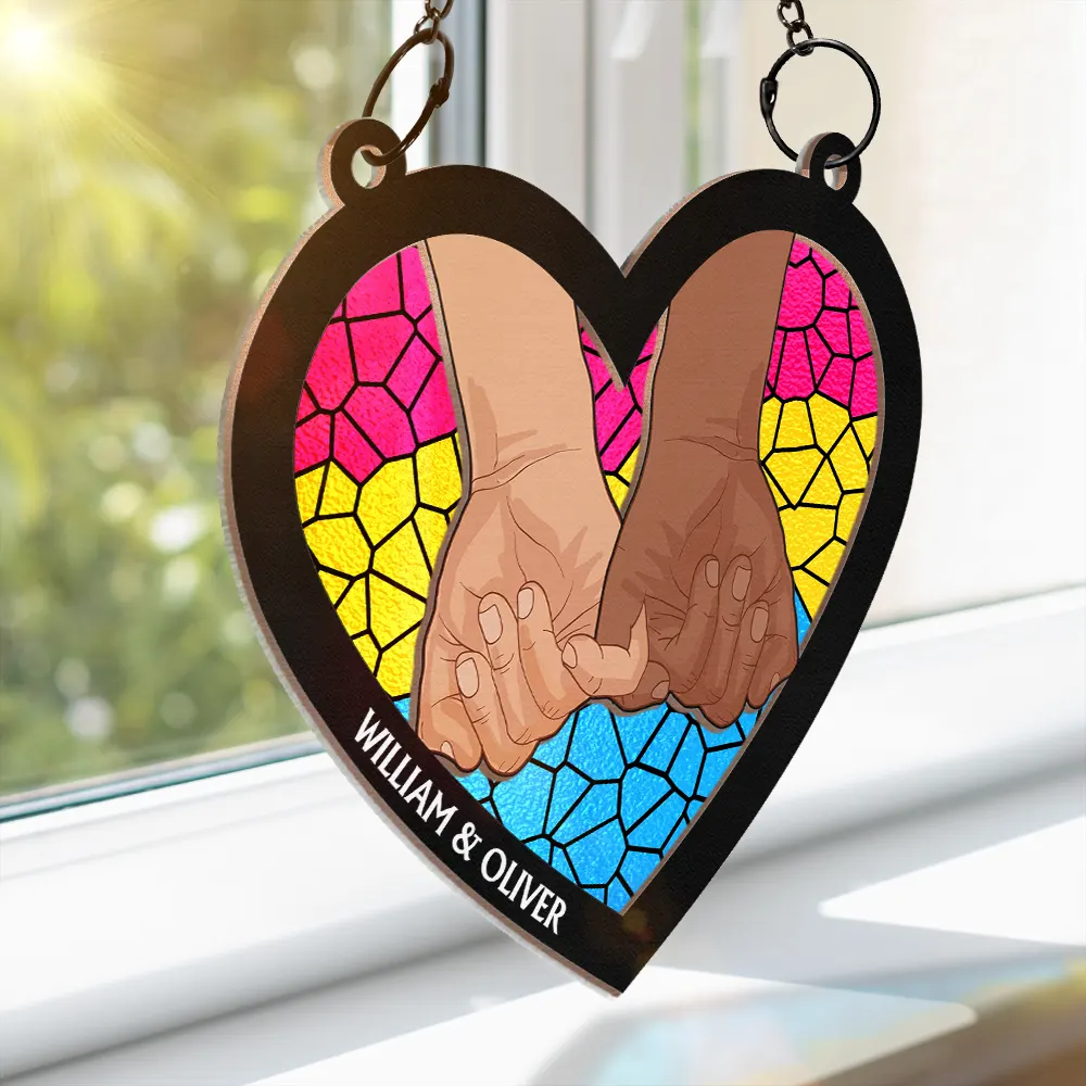 Pinky Promise Pride Couple - Personalized Window Hanging Suncatcher Ornament - Image 3