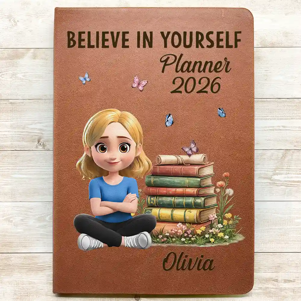 Planner 2026 Believe In Yourself 3D Effect Version - Personalized Leather Journal - Image 3