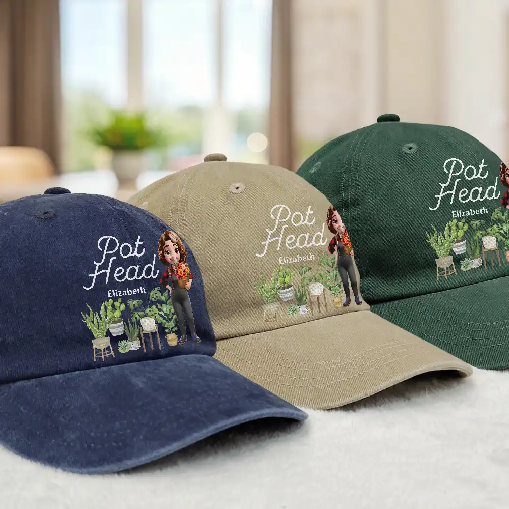Plant Lady - Personalized Vintage Washed Denim Cap - Image 3