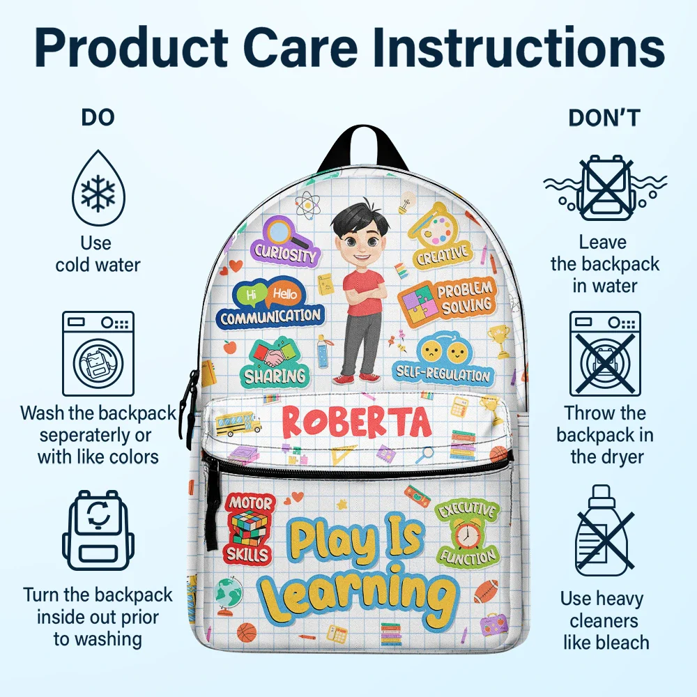 Play Is Learning - Personalized Canvas Backpack - Image 6