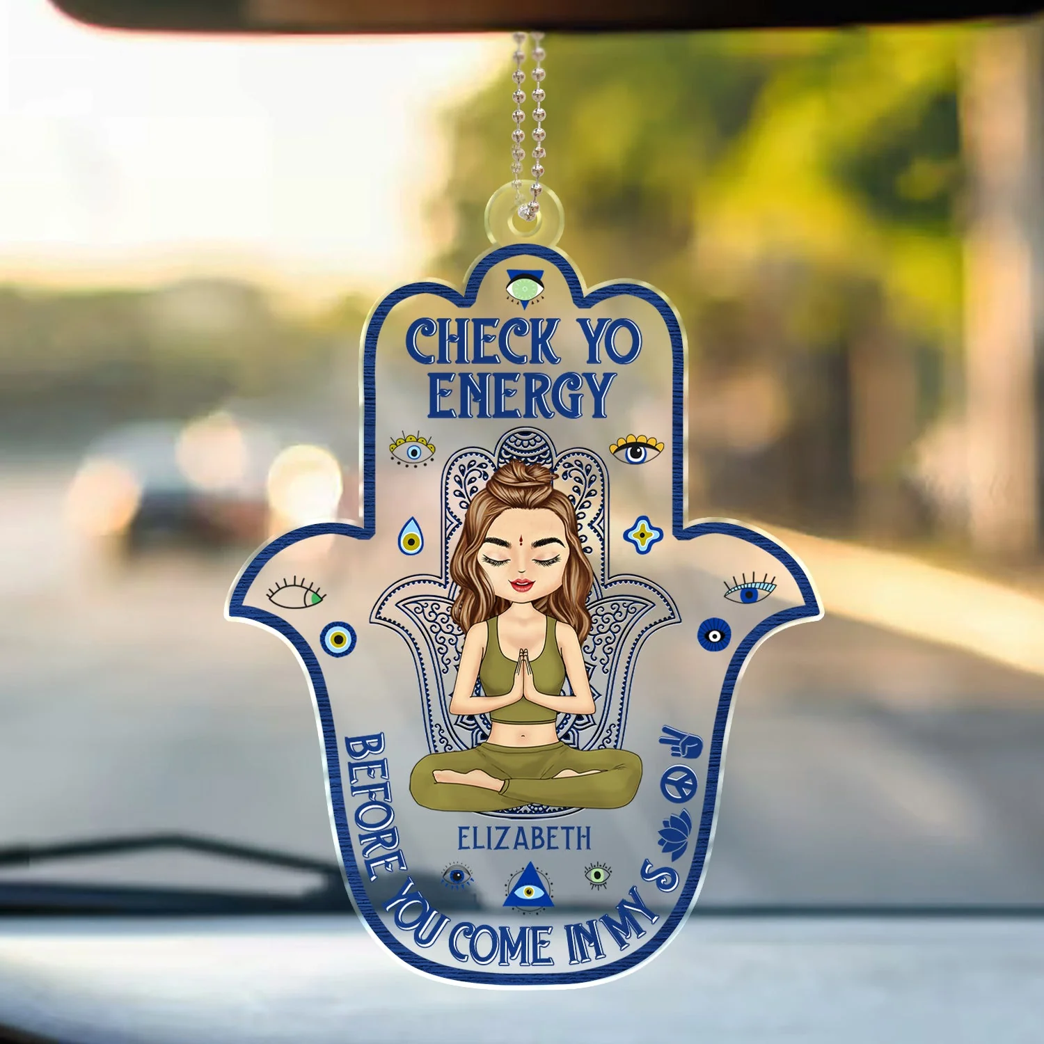 Please Be Mindful Of The Energy You Bring Into This Space - Birthday, Loving Gift For Yourself, Women, Yoga Lovers - Personalized Acrylic Car Hanger - Image 3