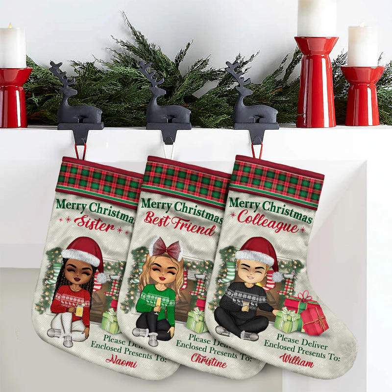 Please Deliver Enclosed Presents To My Best Friends - Christmas Gift For BFF And Sibling - Personalized Custom Christmas Stocking - Image 3