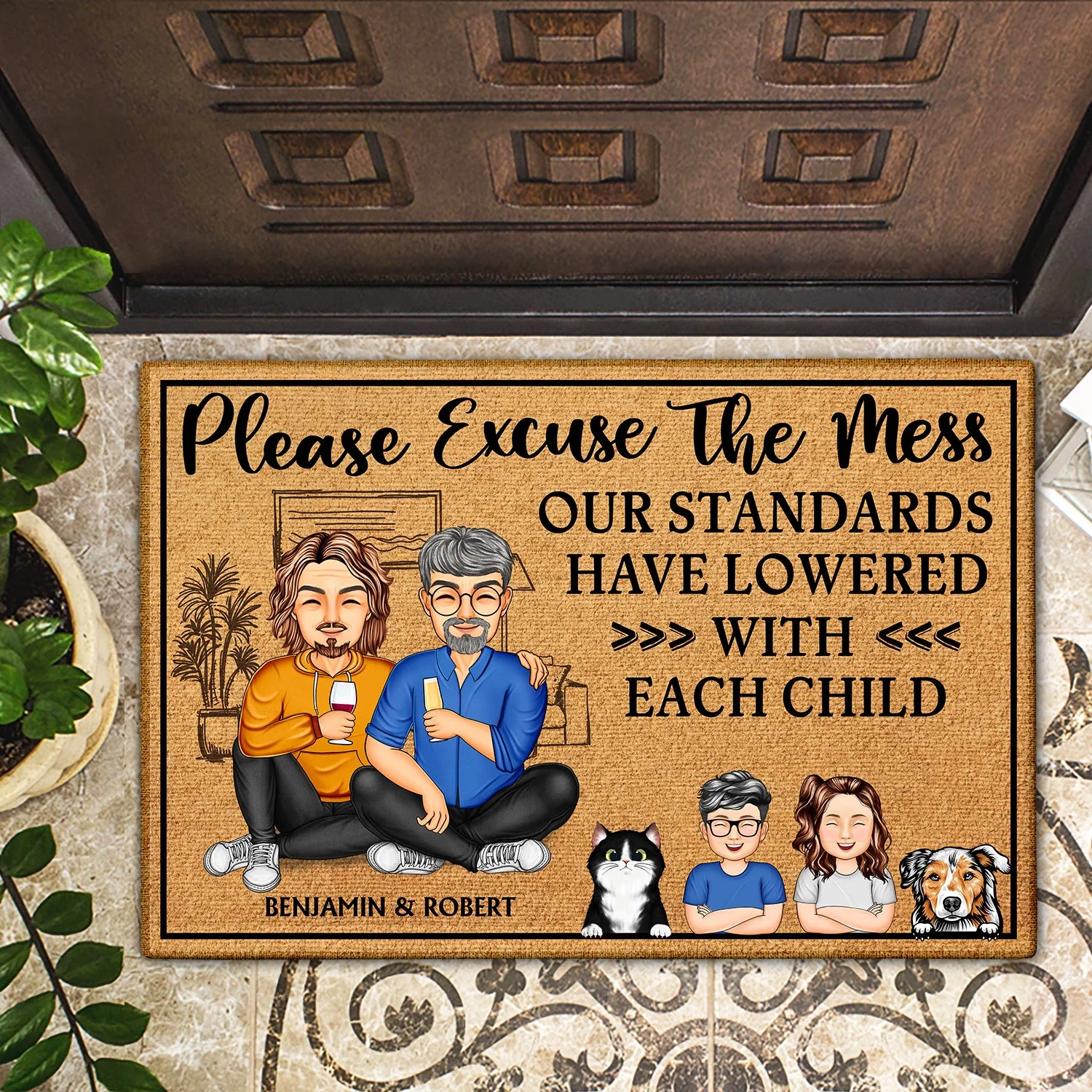 Please Excuse The Mess Our Standards - Anniversary, Birthday, Home Decor Gift For Husband, Wife, Couple, Pet Lovers - Personalized Custom Doormat - Image 2