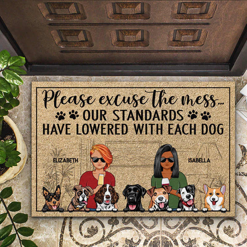 Please Excuse The Mess Our Standards Have Lowered With Each Dog Couple Husband Wife Family - Personalized Custom Doormat - Image 2