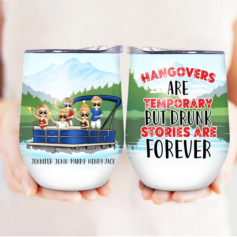 Pontoon Bestie Lake Really Small Gang - Gift For Best Friends - Personalized Custom Wine Tumbler - Image 3