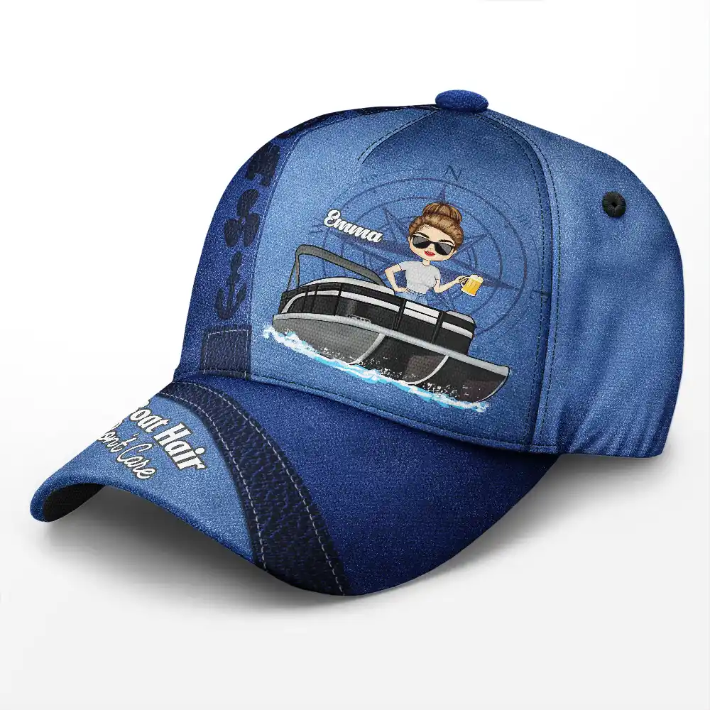 Pontoon Boat Hair Don't Care - Personalized Classic Cap - Image 2